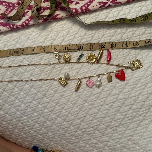 NWT ZARA 2024 3-Pack of Multi-Charm Necklaces Long Gold-Color/Colorful 1856/070 - Picture 6 of 9